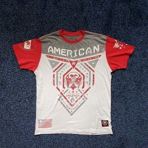 American Fighter white, red and grey tshirt